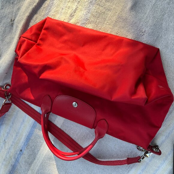 LONGCHAMP Monochrome dynamic red MODELE DEPOSE shoulder tote EUC with strap - Picture 7 of 10